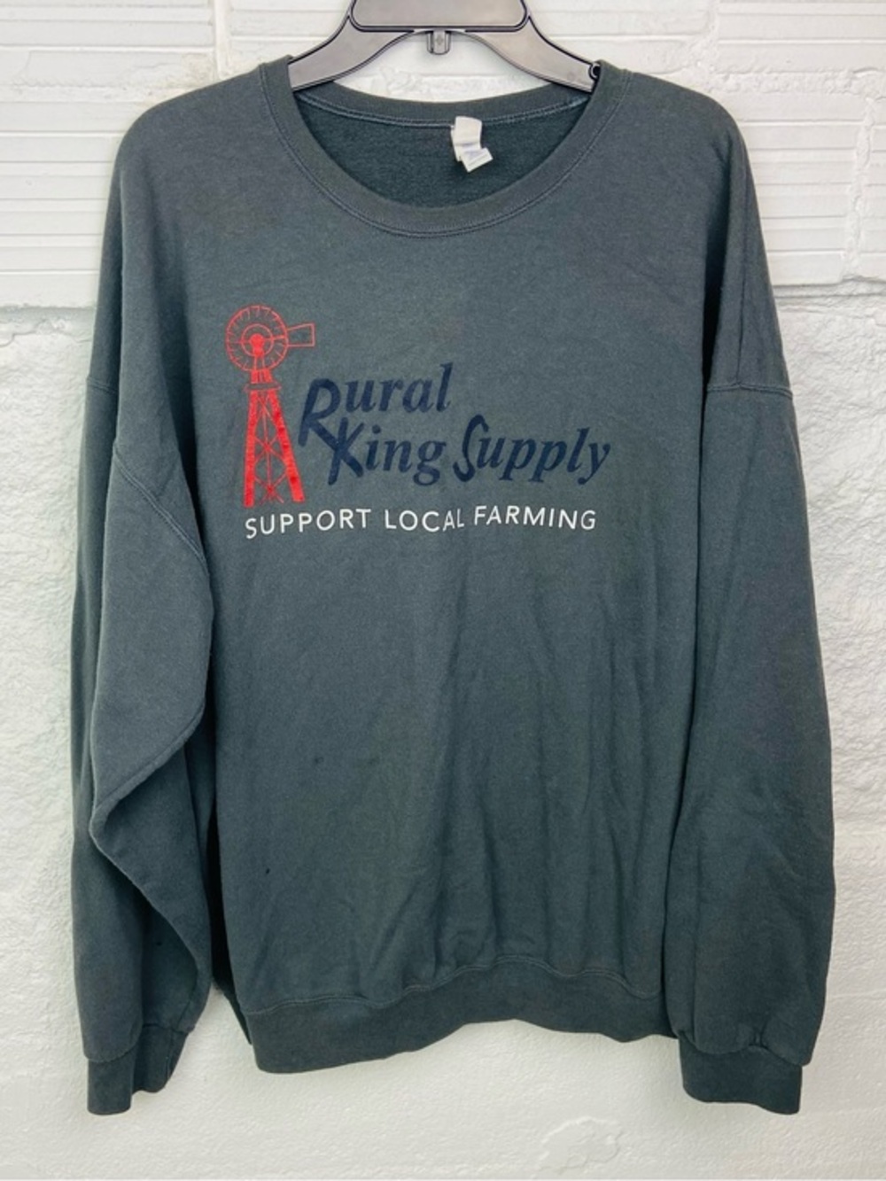 Jerzees Gray Crewneck rural king supply support local farming Sweatshirt SZ 2XL